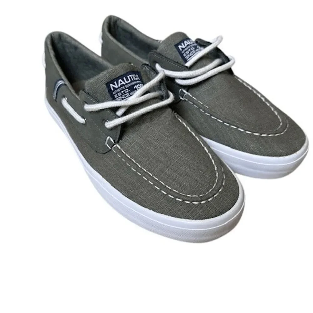 Nautica Spinnaker Boat Shoe Washed Burlap‎ Malad Dusty Olive Green 8